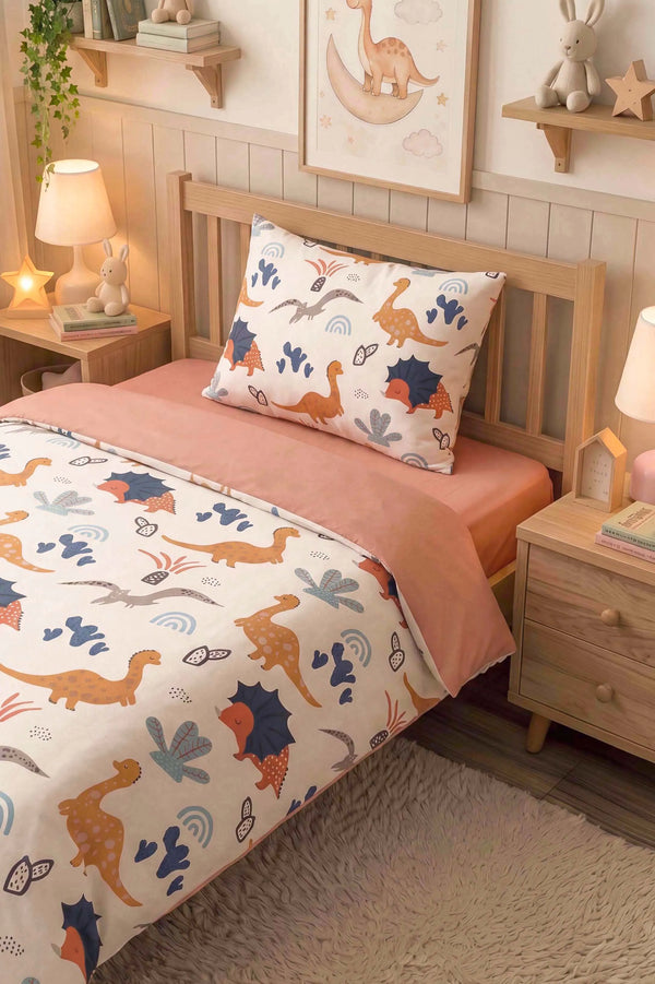 Dinozorlar Ensemble de Housse de Couette pour Enfant en Coton