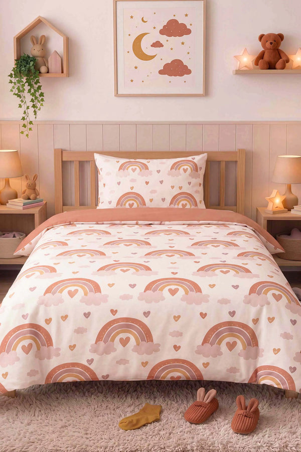 Bohem Pastel Ensemble de Housse de Couette pour Enfant en Coton