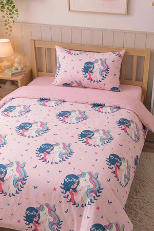 Unicorn Ensemble de Housse de Couette pour Enfant en Coton