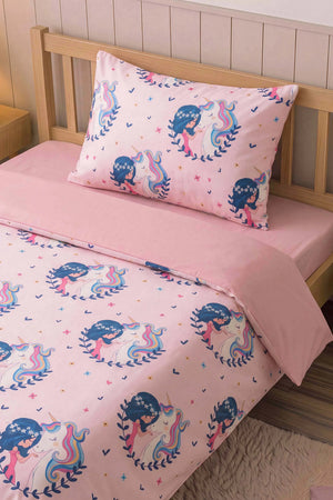 Unicorn Ensemble de Housse de Couette pour Enfant en Coton