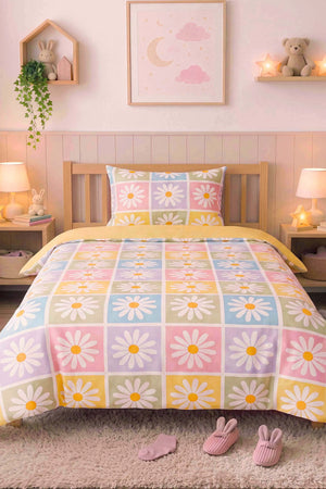 Candy Bloom Ensemble de Housse de Couette pour Enfant en Coton
