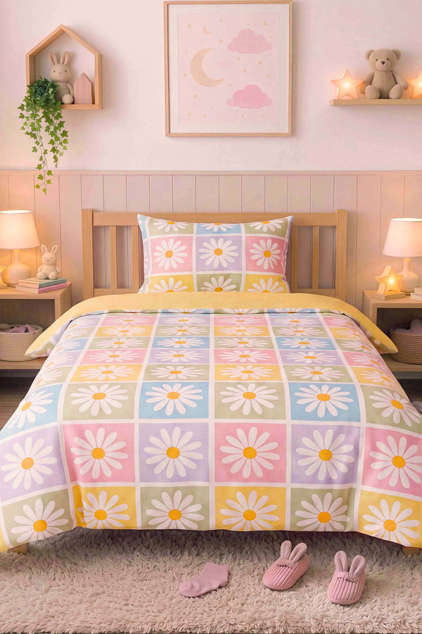 Candy Bloom Ensemble de Housse de Couette pour Enfant en Coton