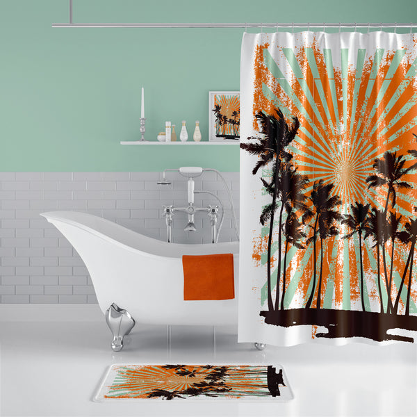 Rideau De Douche Imperméable Soleil Hawaïen - 180x200 cm