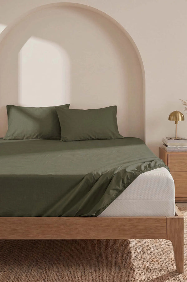 Drap-housse en Polycoton Kaki – Confort & Praticité 160 × 200 cm