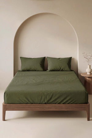 Drap-housse en Polycoton Kaki – Confort & Praticité 160 × 200 cm