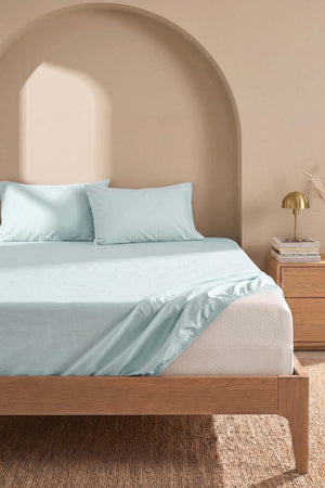 Drap-housse en Polycoton vert clair– Confort & Praticité 160 × 200 cm