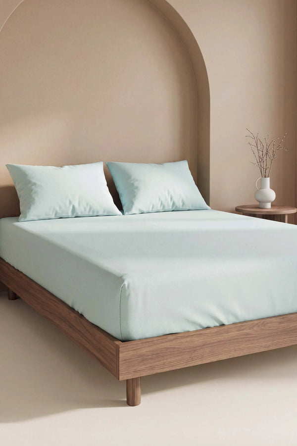 Drap-housse en Polycoton vert clair– Confort & Praticité 160 × 200 cm