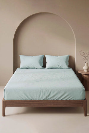 Drap-housse en Polycoton vert clair– Confort & Praticité 160 × 200 cm