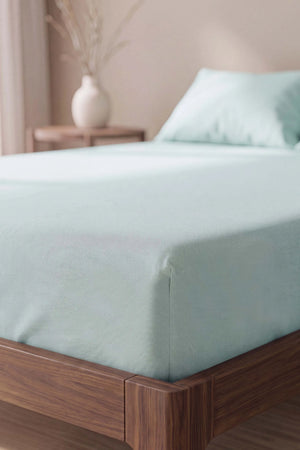 Drap-housse en Polycoton vert clair– Confort & Praticité 160 × 200 cm
