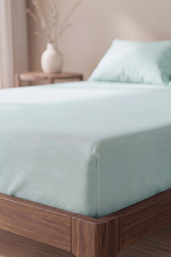 Drap-housse en Polycoton vert clair– Confort & Praticité 160 × 200 cm
