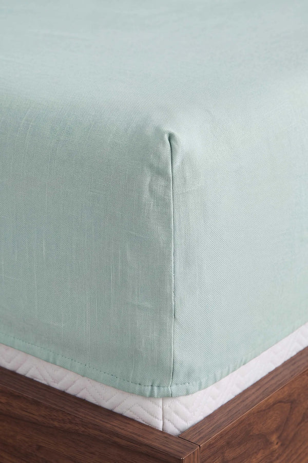Drap-housse en Polycoton vert clair– Confort & Praticité 160 × 200 cm