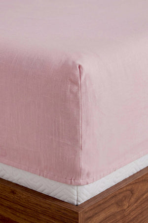 Drap-Housse Double en Coton Rose Poudré 160x200 cm
