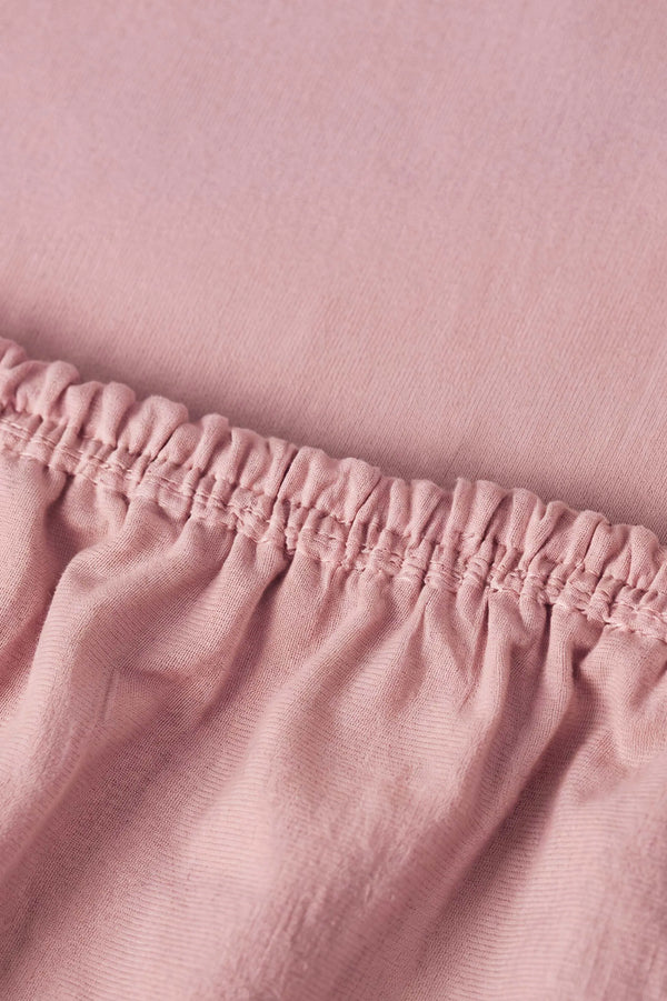 Drap-Housse Double en Coton Rose Poudré 160x200 cm