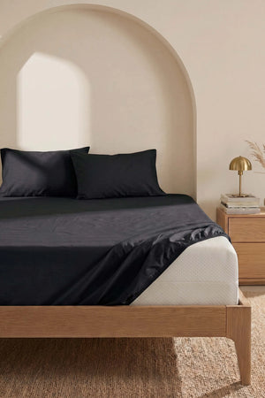 Drap-housse en Polycoton Noir – Confort & Praticité 160 × 200 cm