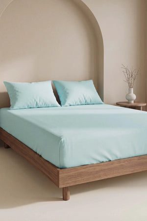 Drap-Housse Double en Coton Vert Menthe 160x200 cm