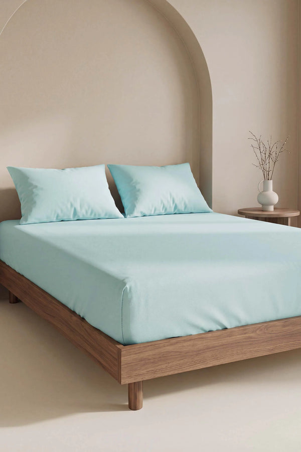 Drap-Housse Double en Coton Vert Menthe 160x200 cm