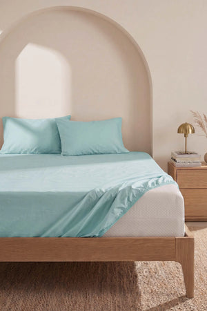 Drap-Housse Double en Coton Vert Menthe 160x200 cm