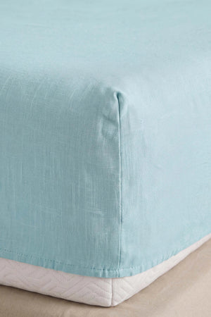 Drap-Housse Double en Coton Vert Menthe 160x200 cm