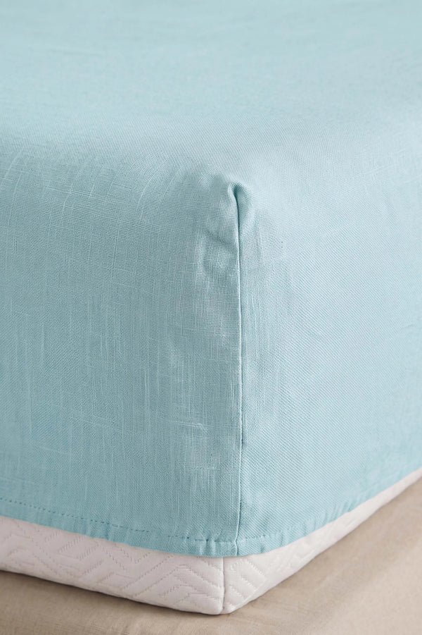 Drap-Housse Double en Coton Vert Menthe 160x200 cm