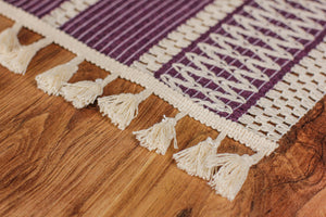 Chemin De Table Tricoté Coton Mauve - 35x145 cm