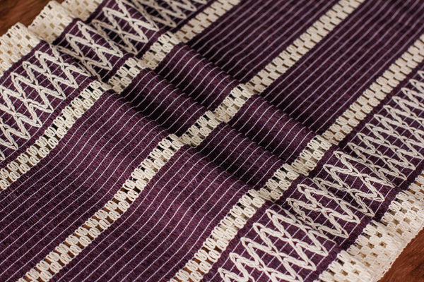 Chemin De Table Tricoté Coton Mauve - 35x145 cm