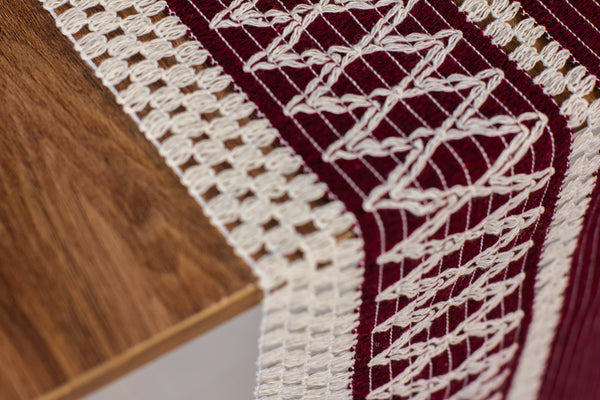 Chemin De Table Tricoté Coton Bordeaux - 35x145 cm