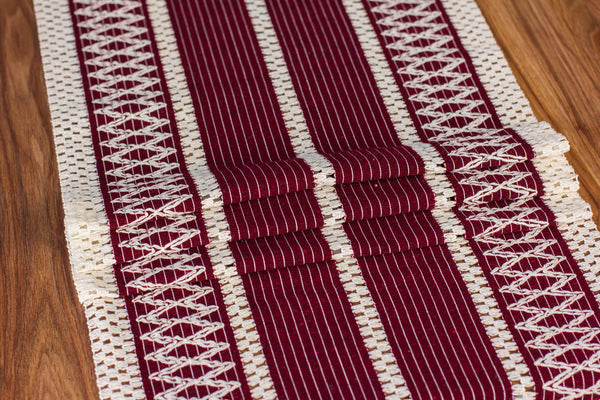 Chemin De Table Tricoté Coton Bordeaux - 35x145 cm