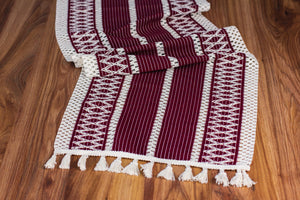 Chemin De Table Tricoté Coton Bordeaux - 35x145 cm