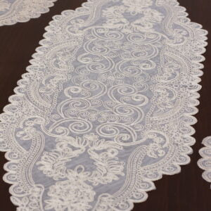 Valonia Ensemble 7 Pièces Brodé Beige (6 Sous-Plats + Chemin)