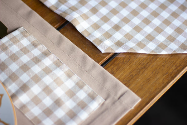Moena Ensemble 7 Pièces Beige (6 Sous-Plats + Chemin)