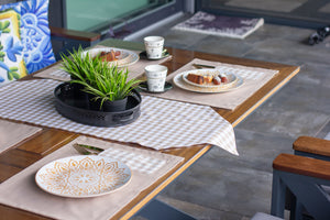Moena Ensemble 7 Pièces Beige (6 Sous-Plats + Chemin)