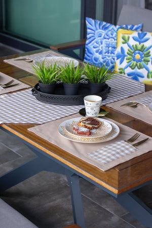 Moena Ensemble 7 Pièces Beige (6 Sous-Plats + Chemin)