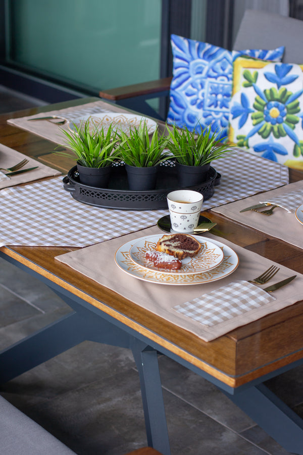 Moena Ensemble 7 Pièces Beige (6 Sous-Plats + Chemin)
