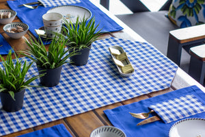 Moena Ensemble 7 Pièces Bleu (6 Sous-Plats + Chemin)
