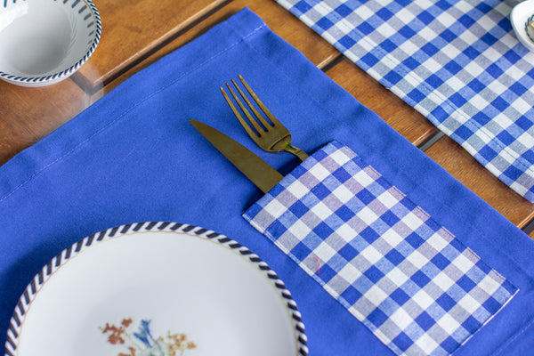 Moena Ensemble 7 Pièces Bleu (6 Sous-Plats + Chemin)