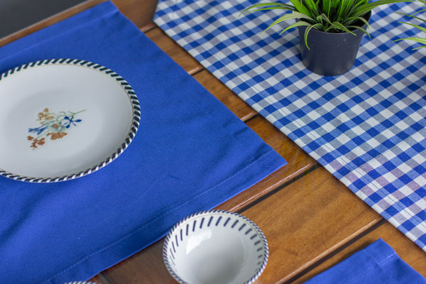 Moena Ensemble 7 Pièces Bleu (6 Sous-Plats + Chemin)