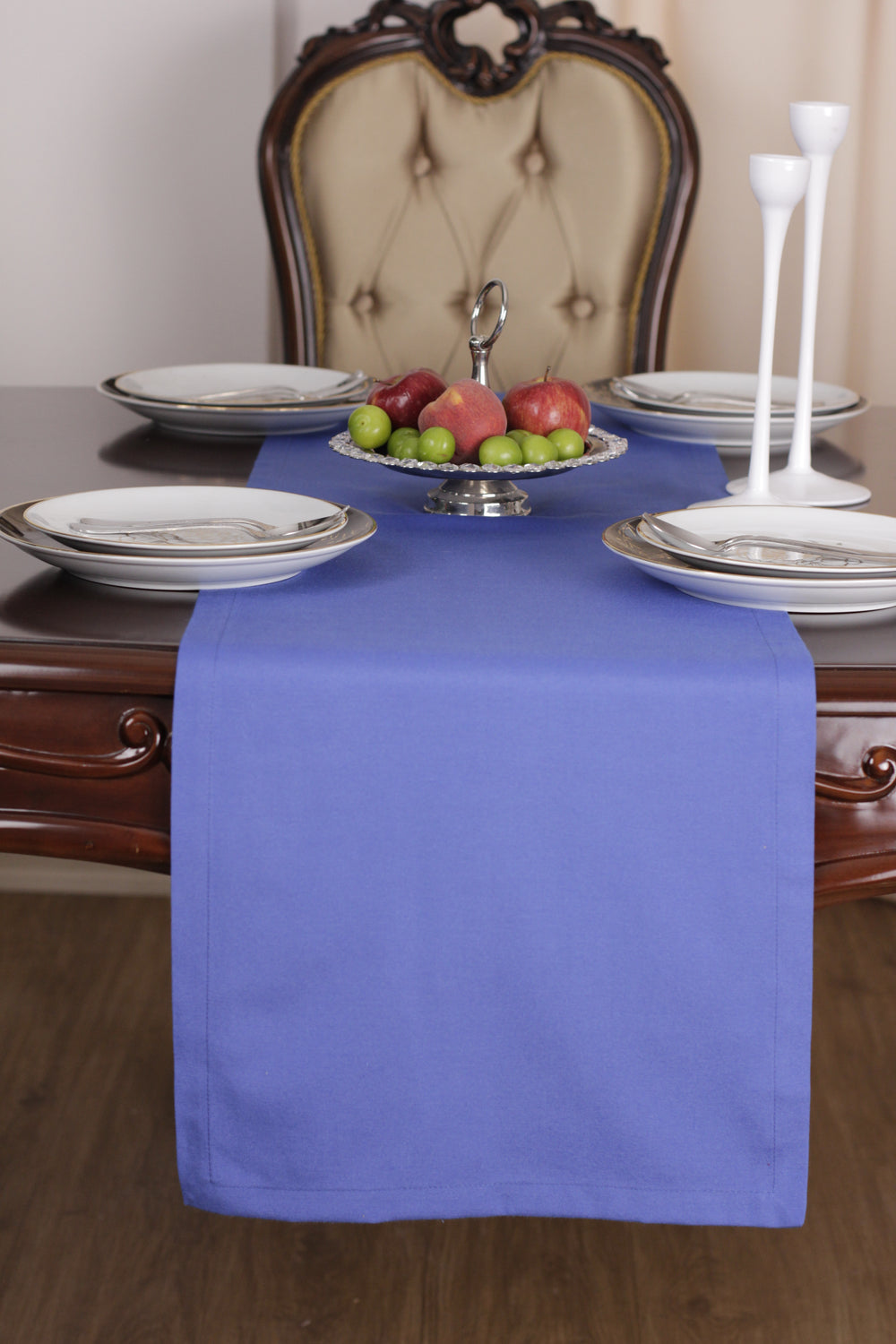 Chemin De Table Polycoton Bleu- 40x140 cm