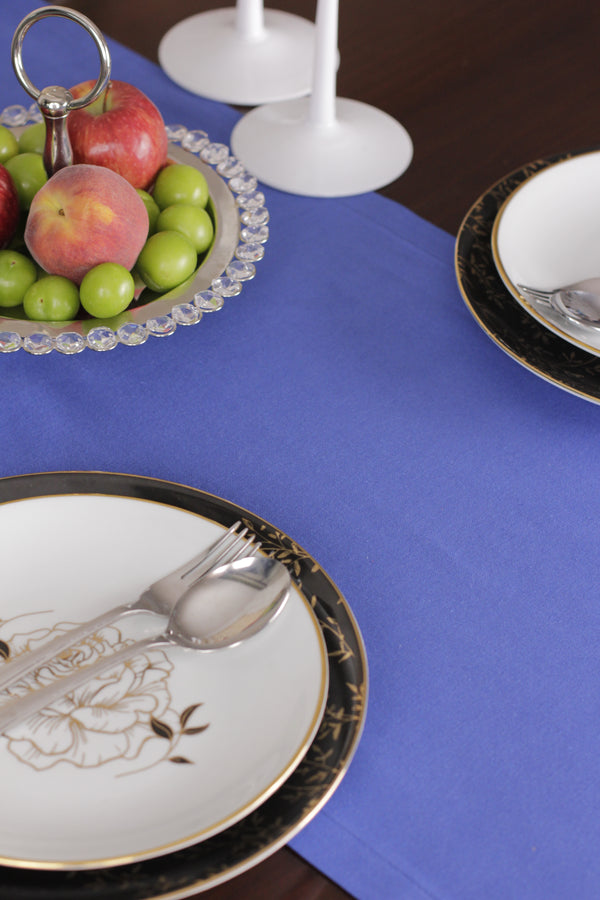 Chemin De Table Polycoton Bleu- 40x140 cm