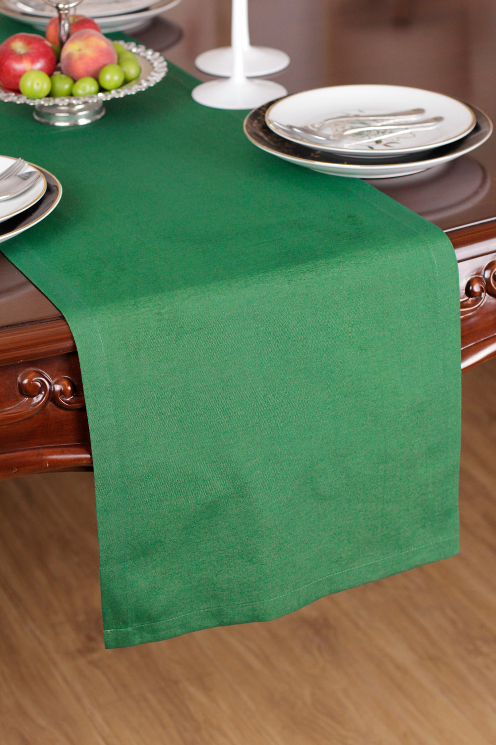 Chemin De Table Polycoton Vert - 40x140 cm