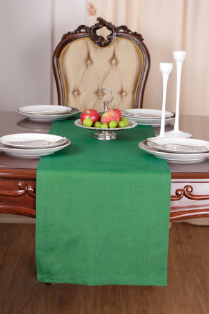 Chemin De Table Polycoton Vert - 40x140 cm