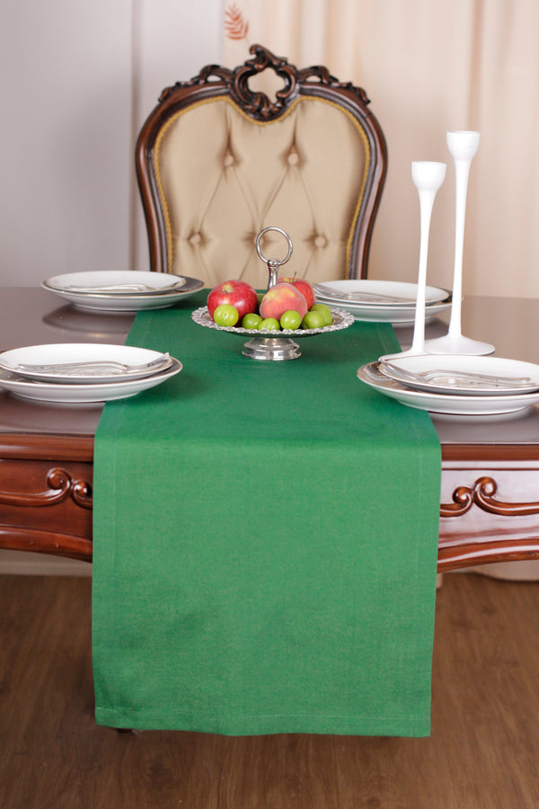 Chemin De Table Polycoton Vert - 40x140 cm