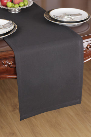 Chemin De Table Polycoton Noir - 40x140 cm