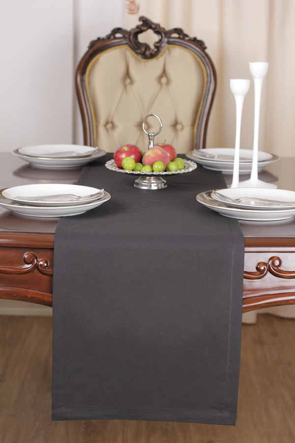 Chemin De Table Polycoton Noir - 40x170 cm