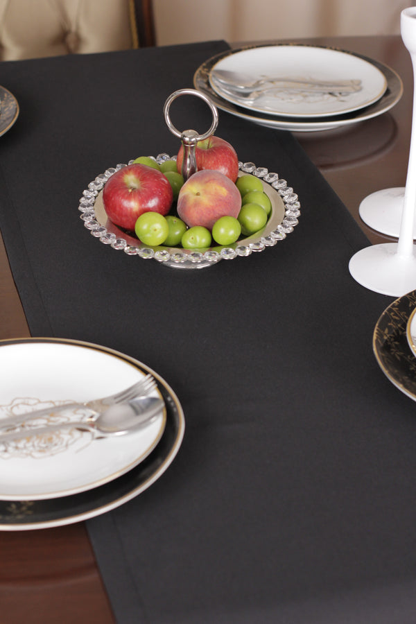 Chemin De Table Polycoton Noir - 40x140 cm
