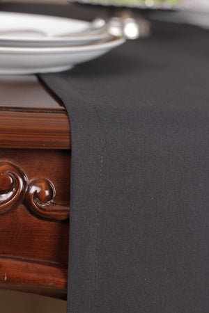 Chemin De Table Polycoton Noir - 40x140 cm
