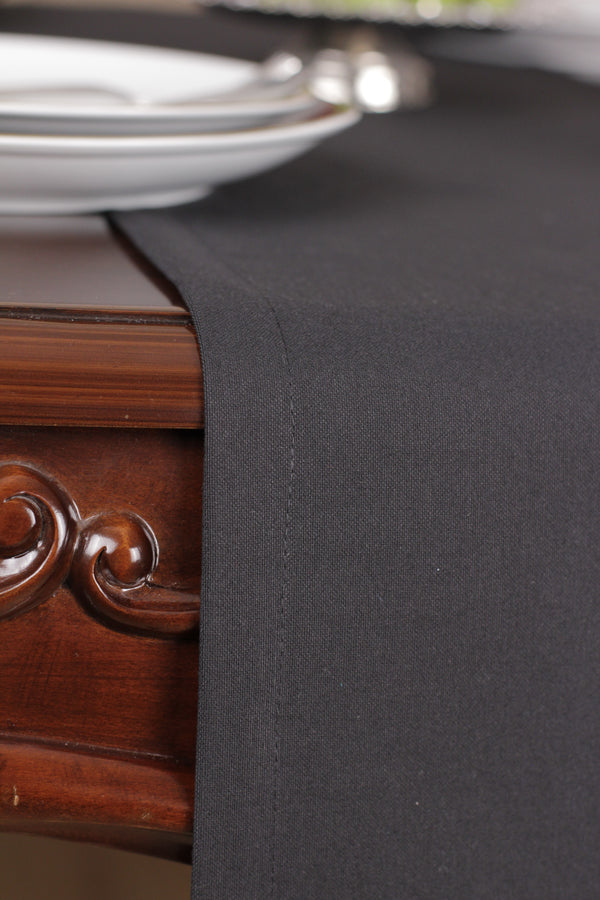 Chemin De Table Polycoton Noir - 40x140 cm