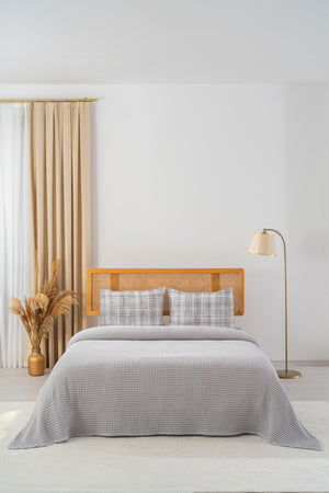 Ensemble de Draps En Coton Gris - 4 Pièces