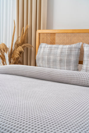 Ensemble de Draps En Coton Gris - 4 Pièces