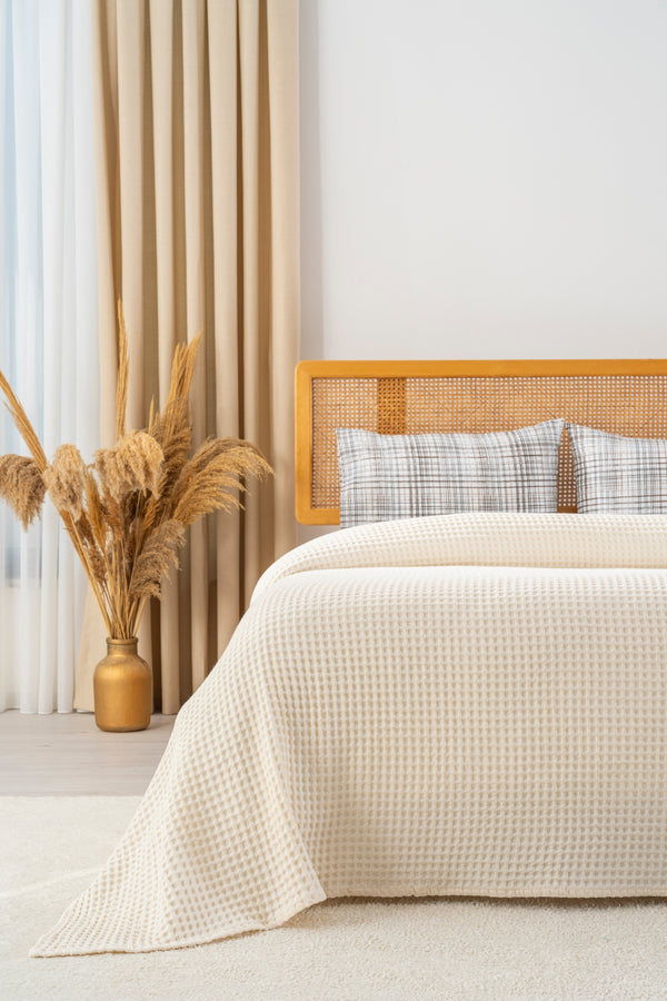 Ensemble de Draps En Coton Blanc Cassé - 4 Pièces
