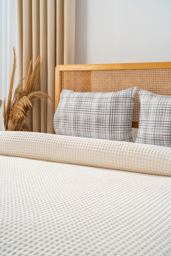 Ensemble de Draps En Coton Blanc Cassé - 4 Pièces